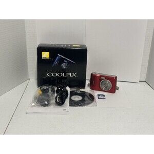 Nikon Coolpix L18 Digital Camera Bundle w/ SD Memory Card Box TESTED WORKS GREAT